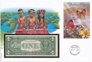 Mikronéziai Szövetségi Államok 2003. 1$ felbélyegzett borítékban, bélyegzéssel T:I  Federated States of Micronesia 2003. 1 Dollar in envelope with stamp and cancellation C:UNC