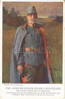 1916 Adam Brandner Edler v. Wolfszahn, Militarkommandant in Krakau / K.u.K. military officer s: Stanislaw Zarnecki + K. k. L. I. R. No. 13. Postoffizier cancellation (crease)