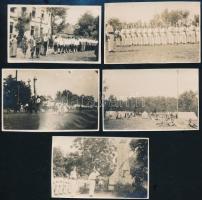 1927 Leventeünnepségek Rákoscsabán és Jászfényszarun, 5 db fotó, 5×8 cm