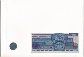 Mexikó "Benito Juárez" érmés és bankjegyes, pecsételt boríték benne 1992. 50c Cu-Ni érméve...