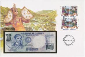 Fülöp-szigetek 1969. 1P felbélyegzett borítékban, bélyegzéssel T:I  Philippines 1969. 1 Piso in envelope with stamp and cancellation C:UNC