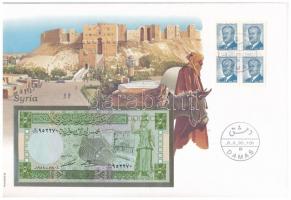 Szíria 1988. 5Ł borítékban, alkalmi bélyeggel és bélyegzéssel T:I Syria 1988. 5 Pounds in envelope with stamps and cancellations C:UNC