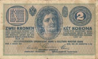 1914. 2K + 1918. 10.000K piros "Magyarország" körbélyegzővel + 1943. 1000K T:III,III/IV