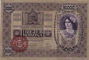 1914. 2K + 1918. 10.000K piros "Magyarország" körbélyegzővel + 1943. 1000K T:III,III/IV