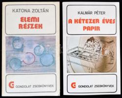 Gondolat zsebkönyvek 2 kötete: Kalmár Péter: A kétezer éves papír.; Katona Zoltán: Elemi részek. Bp.,1978-1980,Gondolat. Kiadói papírkötés.