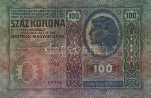 1912. 100K (2x) + 1915. 50K (1x) román ellenbélyegzőkkel T:II,II/III