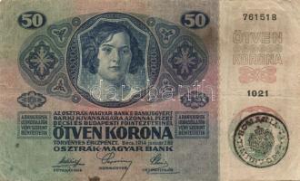 1912. 100K (2x) + 1915. 50K (1x) román ellenbélyegzőkkel T:II,II/III