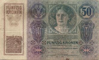 1912. 100K (2x) + 1915. 50K (1x) román ellenbélyegzőkkel T:II,II/III