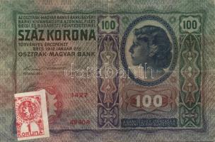 1912. 100K cseh ellenbélyeggel + 1914. 50K szerb ellenbélyegzővel + 1915. 10K (2x) román ellenbélyeg...