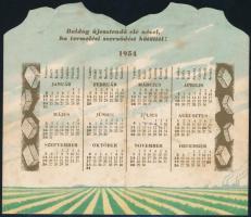 1954 Cukorrépa termelési szerződés, reklámos kártyanaptár