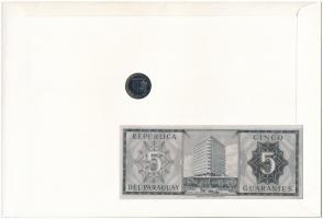 Paraguay "Folklór" érmés és bankjegyes, pecsételt boríték benne 1984. 5G rozsdamentesacél ...