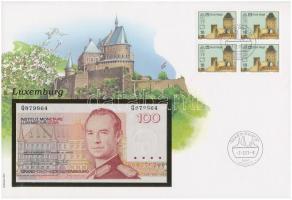 Luxemburg 1993. 100Fr felbélyegzett borítékban, bélyegzéssel T:I  Luxembourg 1993. 100 Francs in envelope with stamp and cancellation C:UNC