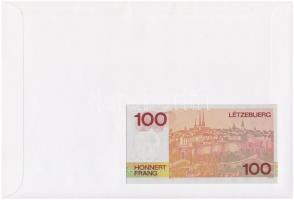 Luxemburg 1993. 100Fr felbélyegzett borítékban, bélyegzéssel T:I 
Luxembourg 1993. 100 Francs in en...