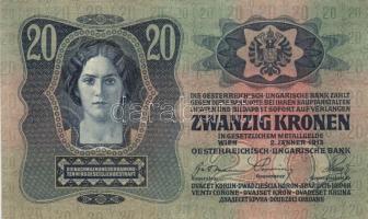 1902-15. 10K (1x), 20K (2x), 1000K (1x) piros "Magyarország" körbélyegzővel T:II,II-