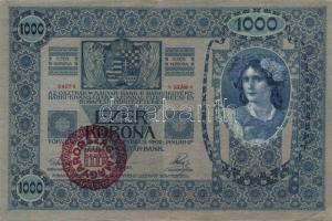 1902-15. 10K (1x), 20K (2x), 1000K (1x) piros "Magyarország" körbélyegzővel T:II,II-