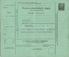 1871 10kr díjjegyes Utánvételi jegy Simády 5 használatlan