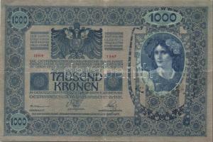 1902. 1000K piros "Magyarország" körbélyegzővel + fekete "Andráskereszt" érvényt...