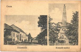 Csúza, Suza; utca, Kossuth szobor / street, statue