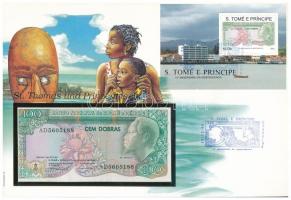 Sao Tomé és Príncipe 1989. 100D borítékban, alkalmi bélyeggel és bélyegzéssel T:I Sao Tomé and Príncipe 1989. 100 Dobras in envelope with stamps and cancellations C:UNC