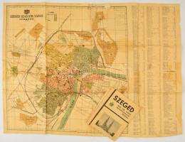 1933 Szeged sza. kir. város térképe 58x51 cm + egy utazási propektus