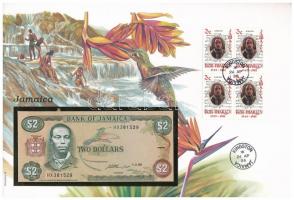 Jamaika 1993. 2$ borítékban, alkalmi bélyeggel és bélyegzéssel T:I Jamaica 1993. 2 Dollars in envelope with stamps and cancellations C:UNC