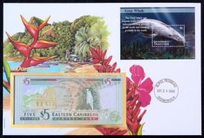 Kelet-karibi Államok/Dominika 1994. 5$ felbélyegzett borítékban, bélyegzéssel T:I  East Caribbean States/Dominica 1994. 5 Dollars in envelope with stamp and cancellation C:UNC