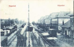 1908 Nagyvárad, Oradea; Pályaudvar, vasútállomás, vonat, vagonok / Bahnhof / railway station, train, wagons (EK)