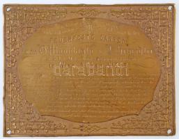 Régi páncélszekrény táblája, 11×14 cm