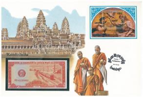 Kambodzsa 1979. 1/2R borítékban, alkalmi bélyeggel és bélyegzéssel T:I Cambodia 1979. 1/2 Riel in envelope with stamps and cancellations C:UNC