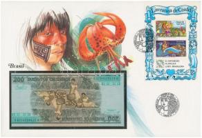 Brazília 1984. 200C felbélyegzett borítékban, bélyegzéssel T:I  Brasil 1984. 200 Cruzeiros in envelope with stamp and cancellation C:UNC