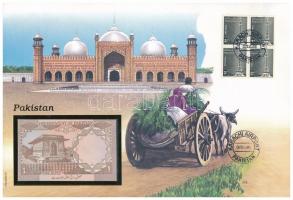Pakisztán 1981-1983. 1R borítékban, alkalmi bélyeggel és bélyegzéssel T:I Pakistan 1981-1983. 1 Rupee in envelope with stamps and cancellations C:UNC