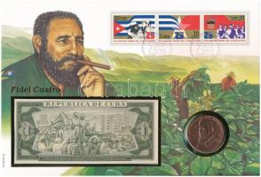 Kuba érmés és bankjegyes, pecsételt boríték benne 1993. 1P Moncada 40. évfordulója Cu érmével és 1980. 1P bankjeggyel a PHILSWISS kiadásában, német leírással T:1,I