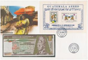 Guatemala 1988. 50c felbélyegzett borítékban, bélyegzéssel T:I  Guatemala 1988. 50 Centavos in envelope with stamp and cancellation C:UNC