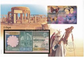 Líbia 1990. 1/4D felbélyegzett borítékban, bélyegzéssel T:I  Libya 1990. 1/4 Dinar in envelope with stamp and cancellation C:UNC