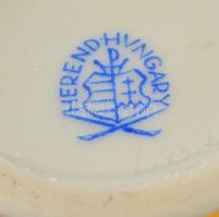 Herendi virág mintás ékszerdobozka, kézzel festett, jelzett, apró kopásnyomokkal, d: 6,5 cm