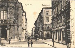 1906 Budapest V. Vigadó tér, Magyar Királyi Államvasutak Központi Jegyirodája, kávéház, pénzváltó. Divald Károly 573. (EK)