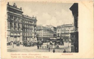 Budapest V. Gizella tér (ma Vörösmarty tér), Haas palota, piac, Pesti Magyar Kereskedelmi Bank, Szenes Ede üzlete, Magyar Király szálloda. Divald Károly 242. (EK)