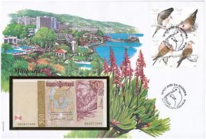 Portugália 2000. 500E felbélyegzett borítékban, bélyegzéssel T:I 	 Portugalia 2000. 500 Escudos in envelope with stamp and cancellation C:UNC