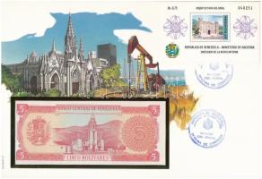 Venezuela 1989. 5B felbélyegzett borítékban, bélyegzéssel T:I 	 Venezuela 1989. 5 Bolivares in envelope with stamp and cancellation C:UNC