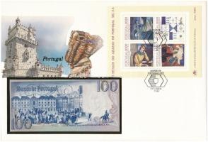 Portugália 1984. 100E felbélyegzett borítékban, bélyegzéssel T:I 	 Portugal 1984. 100 Esucodos in envelope with stamp and cancellation C:UNC