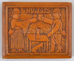 Szarvasos faragott fa titkos fényképtartó, 8×6,5 cm