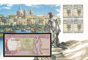 Málta 1994. 2L felbélyegzett borítékban, bélyegzéssel T:I 	 Malta 1994. 2 Liri in envelope with stamp and cancellation C:UNC