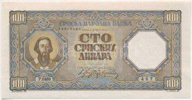 Szerbia / Német megszállás 1943. 100D T:I
Serbia / German occupation 1943. 100 Dinara C:UNC