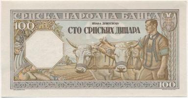 Szerbia / Német megszállás 1943. 100D T:I
Serbia / German occupation 1943. 100 Dinara C:UNC