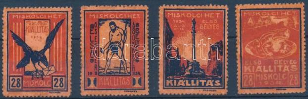 1934 Miskolci hét kiállítás 4 klf levélzáró