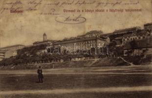 1912 Budapest I. Vérmező és a bástya részlet a helyőrségi templommal (ázott / wet damage)