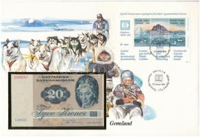 Dánia 1972. 20K borítékon grönlandi bélyeggel, bélyegzéssel T:I	 Denmark 1972. 20 Kroner in envelope with Greenlandic stamp and cancellation C:UNC