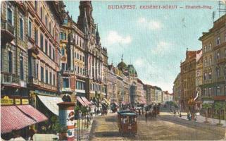 Budapest VII. Erzsébet körút, villamos, üzletek (EK)