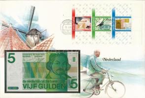 Hollandia 1973. 5G felbélyegzett borítékban, bélyegzéssel T:I  Netherlands 1973. 5 Gulden in envelope with stamp and cancellation C:UNC