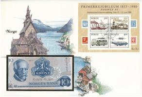 Norvégia 1977. 10K felbélyegzett borítékban, bélyegzéssel T:I  Norway 1977. 10 Kroner in envelope with stamp and cancellation C:UNC